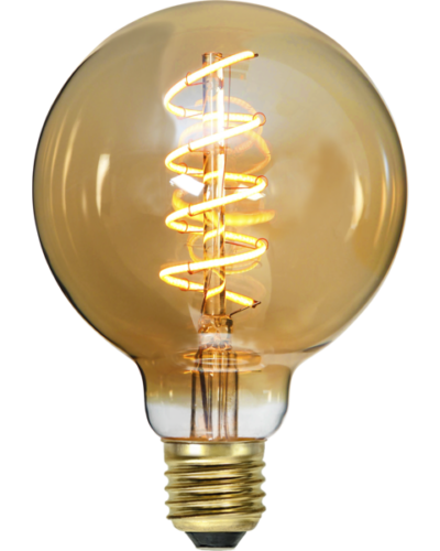 Dekorpære Globe amber spiral 95mm dim.